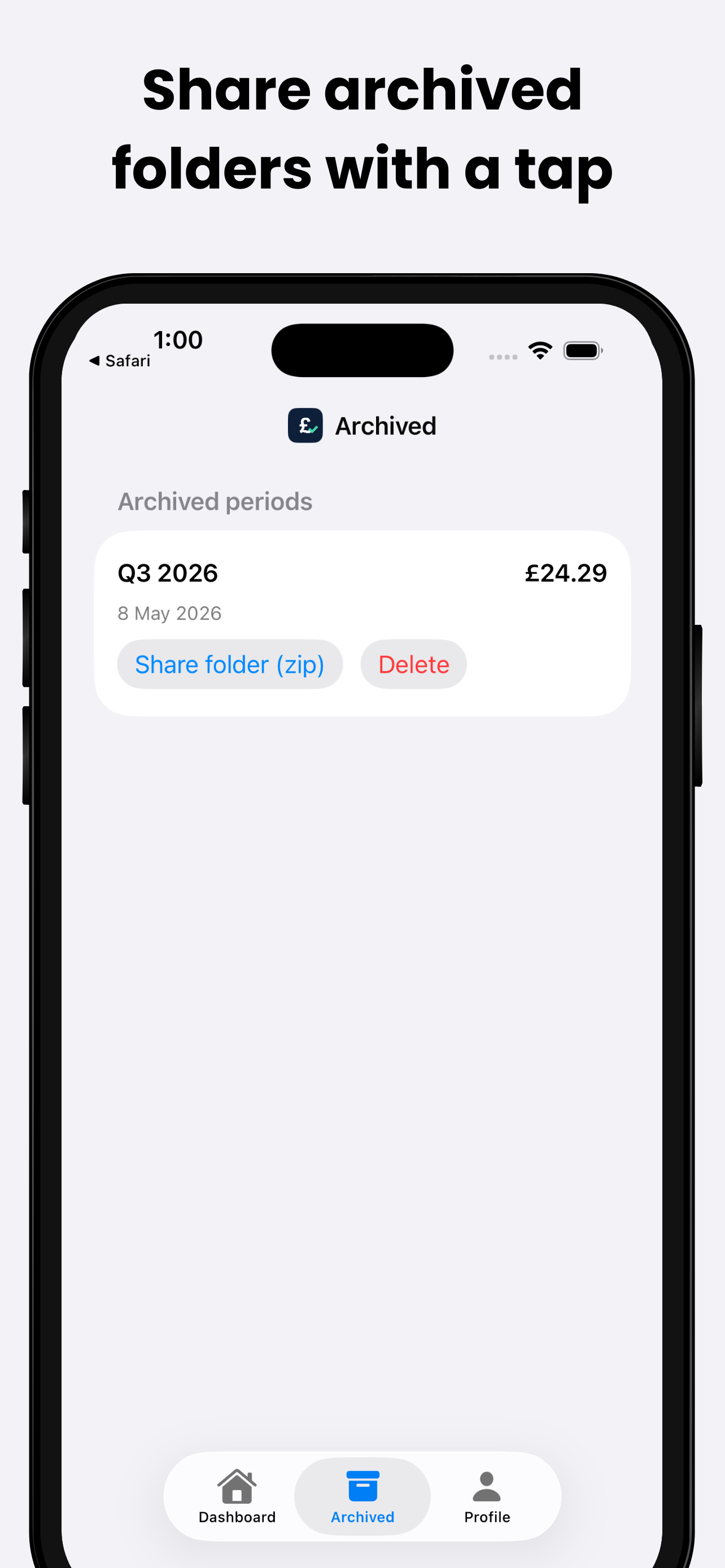 Share archived VAT folders from Easy VAT